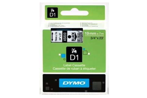DYMO SD45800 Black on Transparent 19MM X 7M Tape (Genuine)