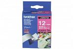 Brother PT-2420PC Laminated White on Berry Pink - 12mm x 5m (Genuine)