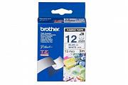 Brother PT-1950 Fabric Tape Blue on White Tape - 12mm x 3m (Genuine)