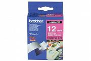 Brother PT-9600 Laminated White on Berry Pink - 12mm x 5m (Genuine)