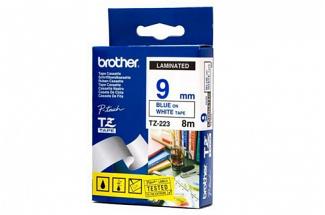 Brother PT-1400 Laminated Blue on White Tape - 9mm x 8m (Genuine)
