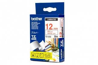 Brother PT-2100 Laminated Red on White Tape 12mm x 8m (Genuine)