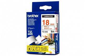 Brother PT-7600 Laminated Red on White Tape - 18mm x 8m (Genuine)