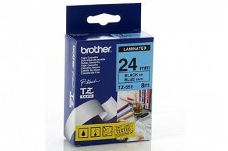 Brother PT-2730 Laminated Black on Blue Tape - 24mm x 8m (Genuine)