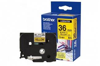 Brother PT-9600 Laminated Black on Yellow Tape - 36mm x 8m (Genuine)
