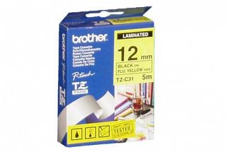Brother PT-1950 Laminated Black on Yellow Tape - 12mm x 5m (Genuine)