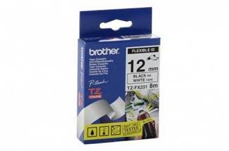 Brother PT-1290 Flexible Black on White Tape - 12mm x 8m (Genuine)